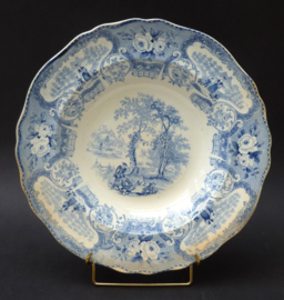 William and Samuel Edge blauw transferware bord Humulus