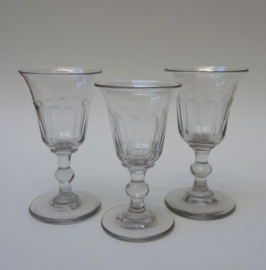 Flared bowl single knop stem wine glasses 19th century