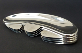 Effepi Italy stainless steel Mid Century fish bone plate - set of four