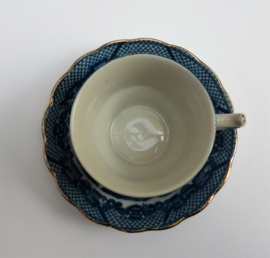 Blue Willow antique porcelain demitasse cup with saucer 