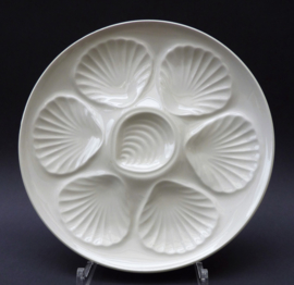 Moulin des loups white faience scallops oyster plate