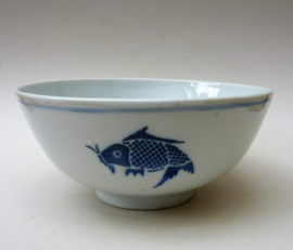 Chinese blue white porcelain Koi fish serving bowl