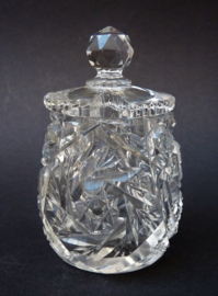 Antique American Brilliant Period cut glass lidded condiment jar