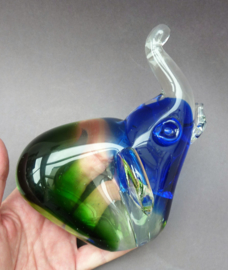 Murano Art Glass olifant blauw groen
