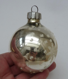 Vintage kerstbal zilver Stille Nacht 8 cm