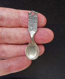 Norway pewter Viking ship salt cellar with spoon