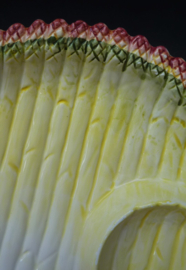 Round barbotine asparagus plate