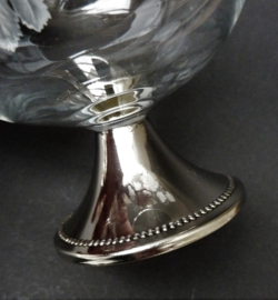 Brandy glasses with silver plated base and vine decoration