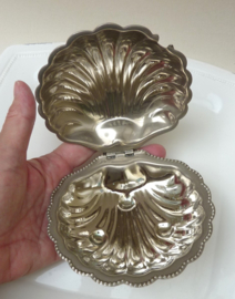 English white metal butter shell with glass insert