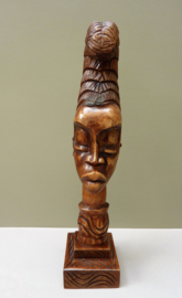 Mid Century tribal art wooden sculpture African woman