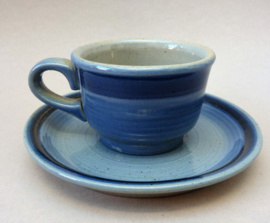 French Gres de Arnon blue grey salt glazed stoneware coffee cup
