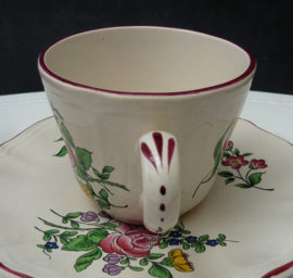 K & G Luneville Old Strasbourg faience kop en schotel thema Roos