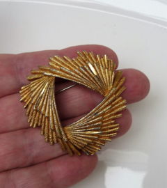 Mid Century gold plated halo brooch