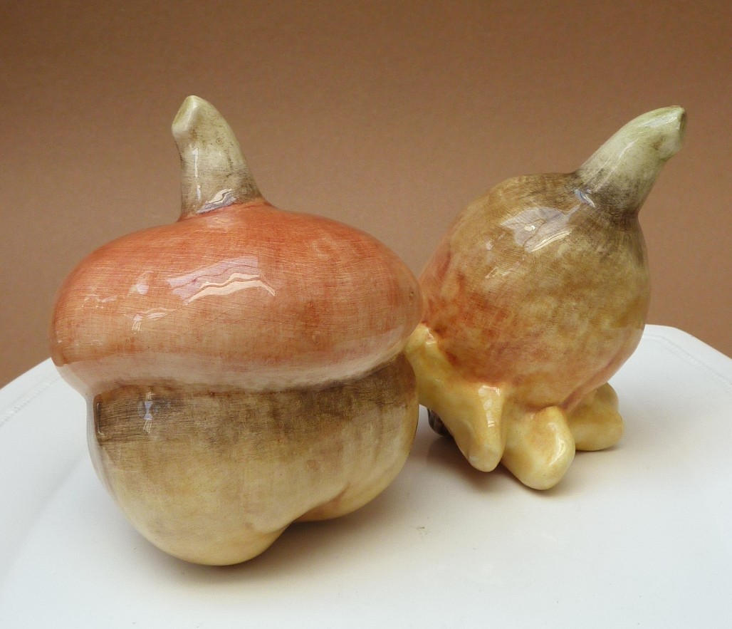 Italian ceramic wicker basket with decorative pumpkins