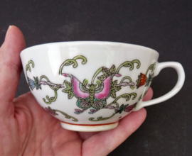 Chinese white porcelain butterflies flowers tea cup