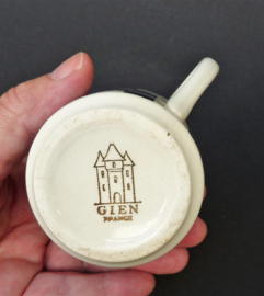 Gien France Mid Century geblokte koffie kopjes