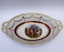 Rudolf Waechter oval porcelain Empire style basket with Angelica Kauffmann transfer print