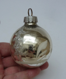 Vintage kerstbal zilver glitterkerstboom 7 cm
