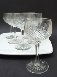Dutch diamond and fan cut crystal wine glasses Kristalunie Graziella