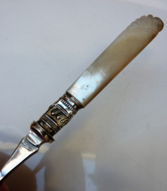 Victorian silver plated and mother of pearl cream spoon