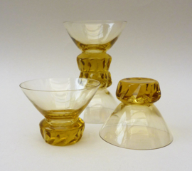 Art Deco amber colored crystal liqueur coupes