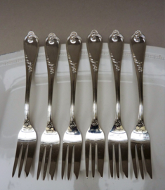 Silver plated Rococo style dessert cake forks