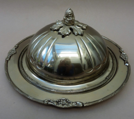 Vintage white metal dome serving dish