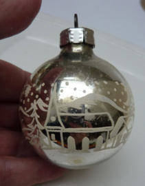 Vintage GDR zilveren kerstbal 6 cm