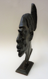 Leon Van DHaute antique bronze sculpture of an African Mangbetu woman