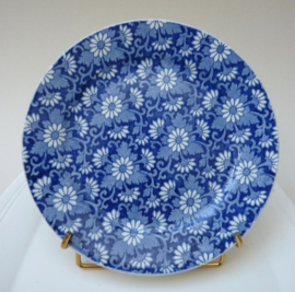 Sarreguemines faience dessert plates blue white flower print