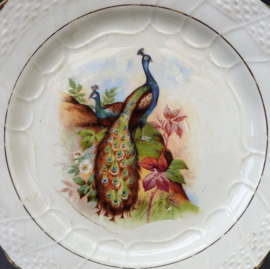 Moulin des Loups Hamage faience dessert plates decorated with bird pairs