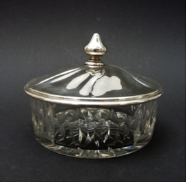 Antique German crystal dish with 830 silver lid