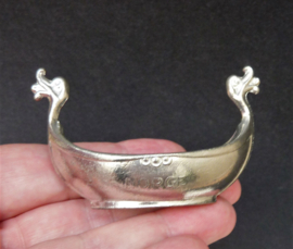 Norway pewter Viking ship salt cellar with spoon