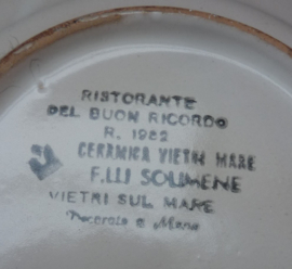 Solimene Vietri piatto Buon Ricordo Trattoria Checchino Roma  1982