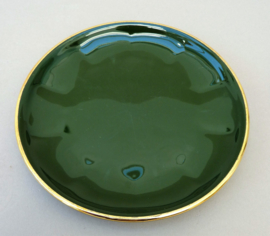Apilco bistroware porcelain petit dejeuner plate green Vert Empire with gold