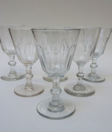 Six facet cut wine glasses 19th century