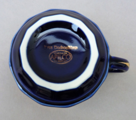 Apilco France cobalt blue and gold petit creme coffee cup 