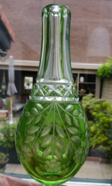 Groene kristallen rozenwater sprenkel fles 19e eeuw