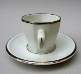 Apilco Flora espresso cup with saucer white silver