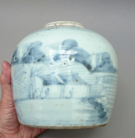 Chinese blauw wit porseleinen gemberpot 19e eeuw