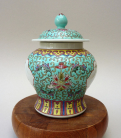 Chinese turquoise porseleinen Wan Shou gemberpot 1960