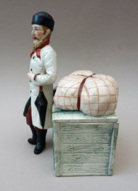 Antique German figural porcelain tobacco jar Merchant