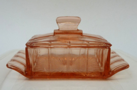 Roze Art Deco persglazen botervloot