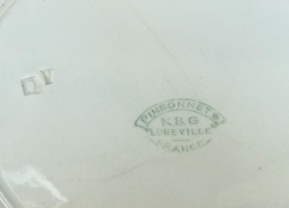 K & G Luneville faience dinner plates Pinsonnet