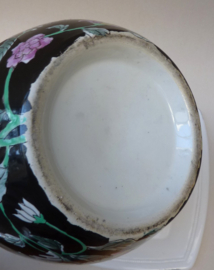 Chinese Famille Noir porcelain lidded vase