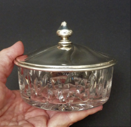 Antique German crystal dish with 830 silver lid