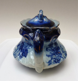 T Rathbone Flow Blue theepot Chinese Mid Century reproductie