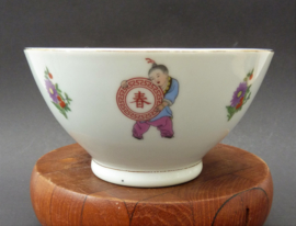Chinese Jingdezhen porcelain 1950 rice bowl with spoon