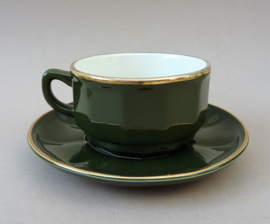 Apilco Flora cafe au lait cup with saucer green Vert Empire