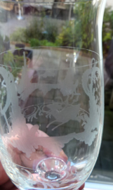 Crystal etched hunting scene beer glasses